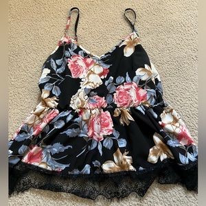 Shein black floral shirt
